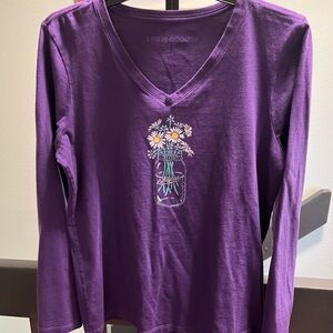 Life Is Good Purple V-Neck Shirt #381
